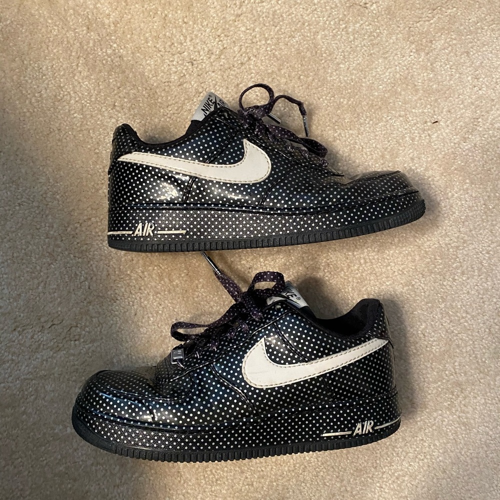 Nike black and white polka dot Air Force 1s